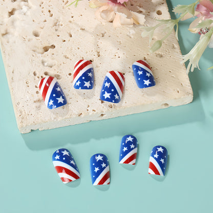 Artificial nails in patriotic stars and stripes design Acalora