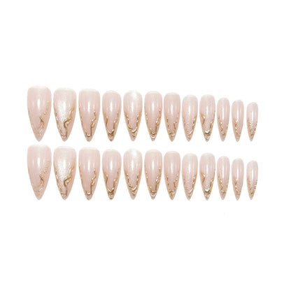 Artificial nails in an elegant style with gold accents Acalora