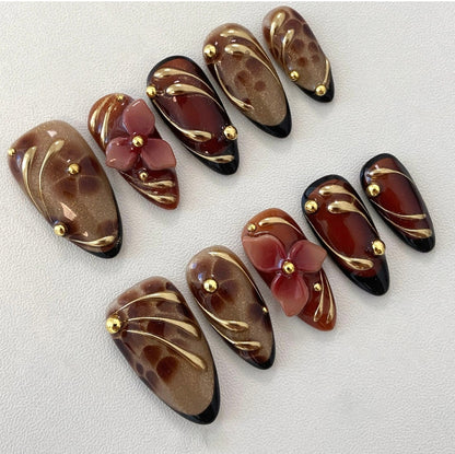 Artistic Floral Design Press-On Nail Tips Acalora