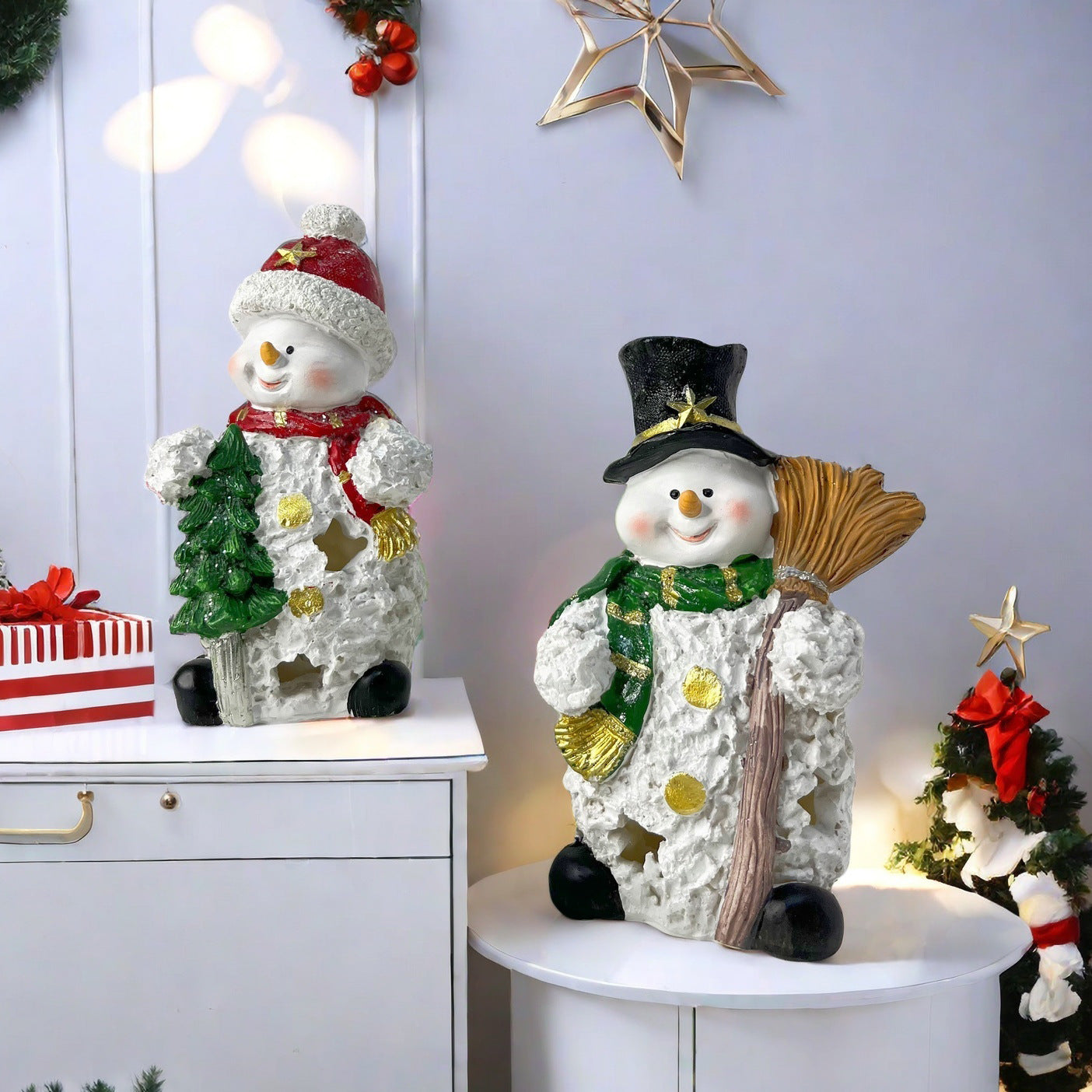 Decorative Snowman Sculpture Acalora