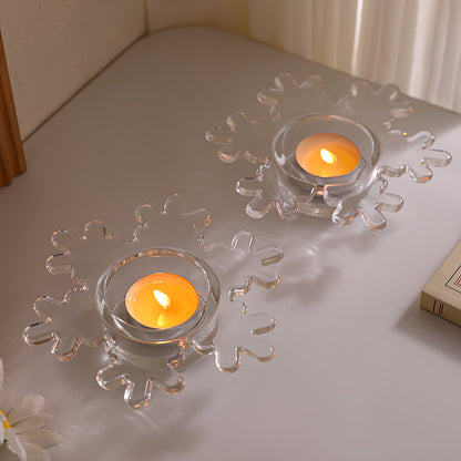 Snowflake-Shaped Glass Tealight Candle Holder Acalora