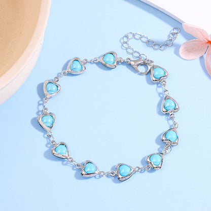 Heart-Shaped Link Anklet Acalora