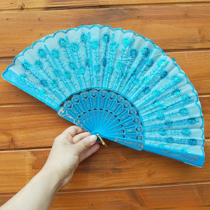 Ladies' handmade fan with fine embroideries Brehn