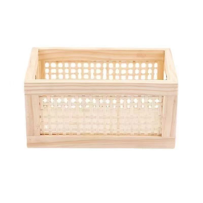 High-quality storage basket with rattan details Acalora