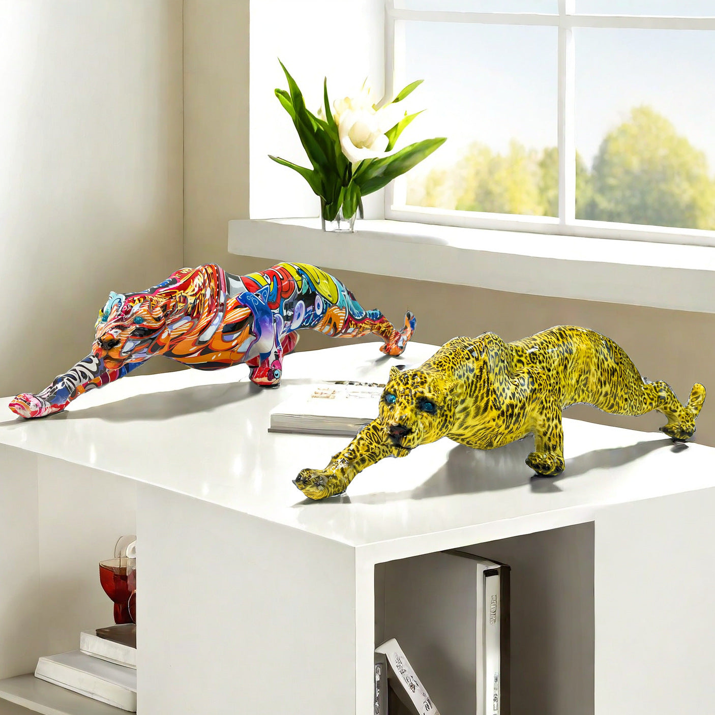 Artistic and colorful animal figure in panther shape Acalora