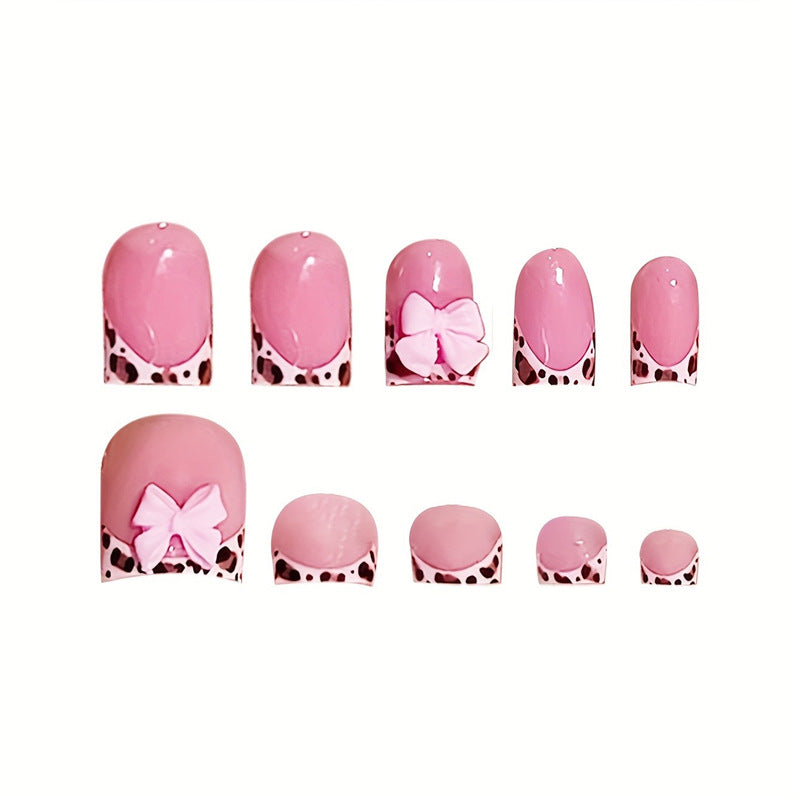 Artistic Press-On Nail Set with Bow Accents Acalora