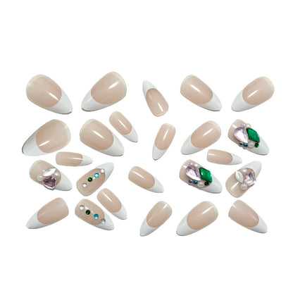 Artificial nails with glamorous rhinestone details Acalora
