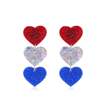 Women's lightweight star earrings with enamel flag design and fishhook Kalsten
