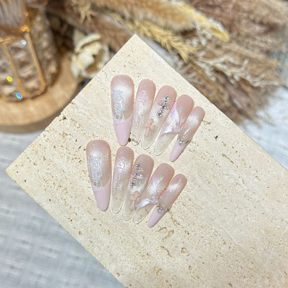 Elegant Stiletto Press-On Nail Set with Intricate Designs Acalora