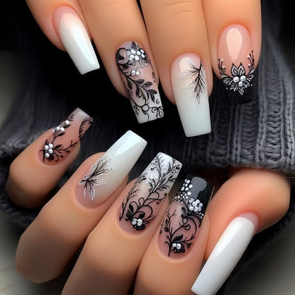 Artificial nails with elegant floral design Acalora