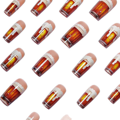Playful Beer-Themed Acrylic Nail Art Acalora