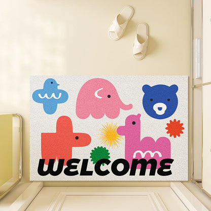 Playful Illustrated Welcome Mat