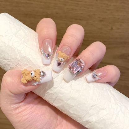 Cute Animal-Inspired Press-On Nail Art Set Acalora