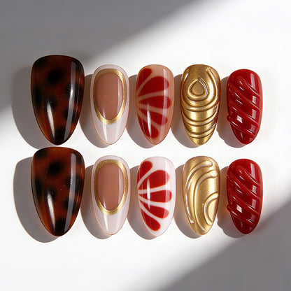 Decorative Press-On Nail Art Set with Unique Seasonal Designs Acalora