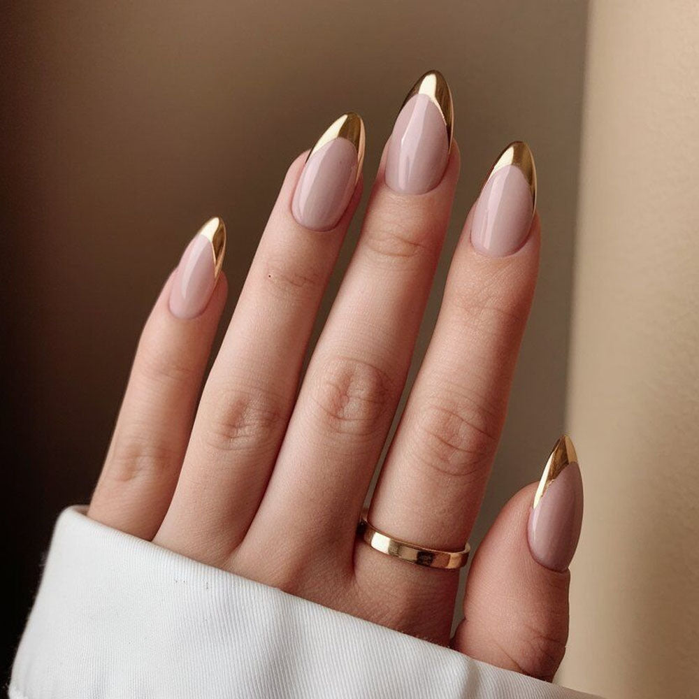 Artificial nails with metallic tip design Acalora
