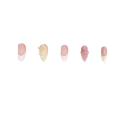 Decorative Stiletto Press-On Nail Art with Floral Accents Acalora