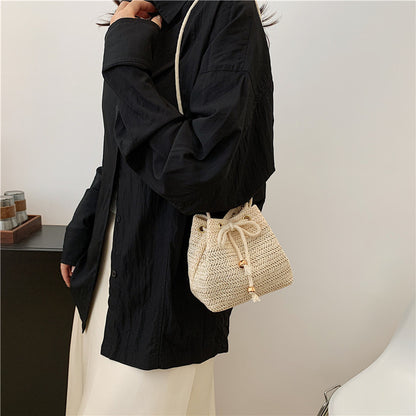 Bohemian-Inspired Woven Mini Drawstring Bag Acalora