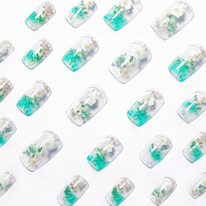 Floral Encased Gel Nail Art Acalora