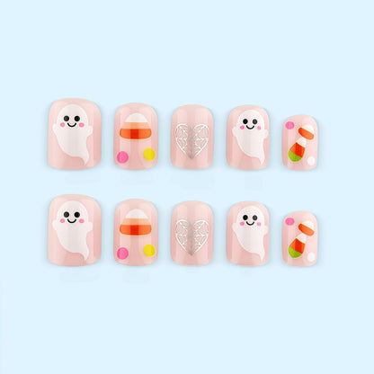 Artificial nails for Halloween with cute ghost motifs Acalora
