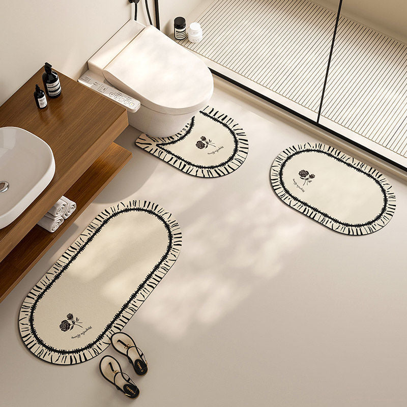 Elegant Floral Design Bath Mat Set