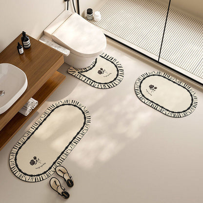 Elegant Floral Design Bath Mat Set