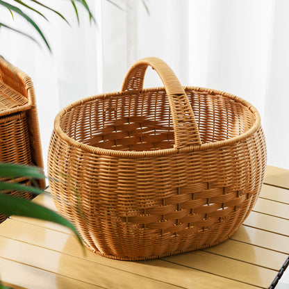 Handwoven Storage Basket with Handle Acalora