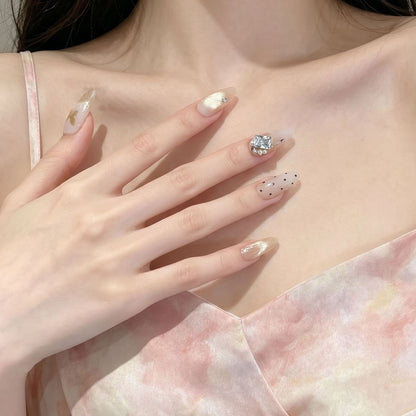 Elegant Press-On Nail Art Set with Decorative Floral Accents Acalora