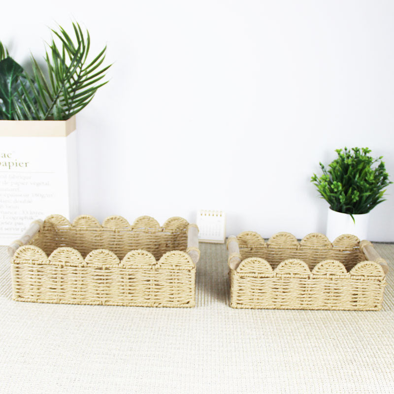 Scalloped Woven Storage Basket Acalora
