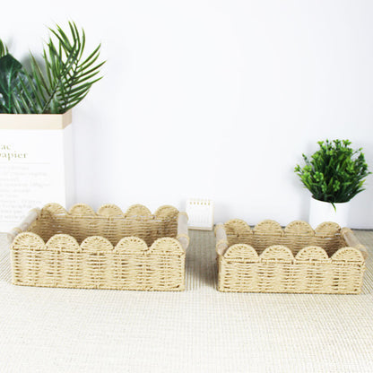 Scalloped Woven Storage Basket Acalora