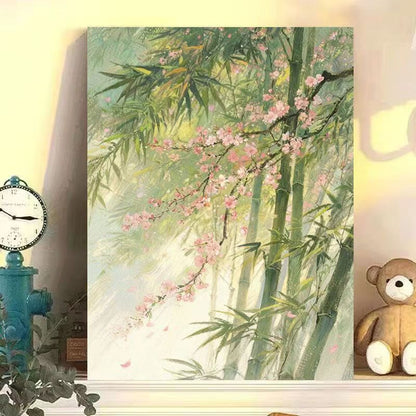 Serene Bamboo and Cherry Blossom Wall Art