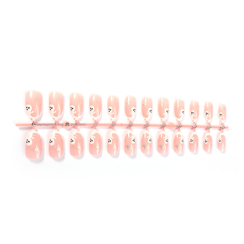 Whimsical Press-On Nail Art Set with Ghost Designs Acalora