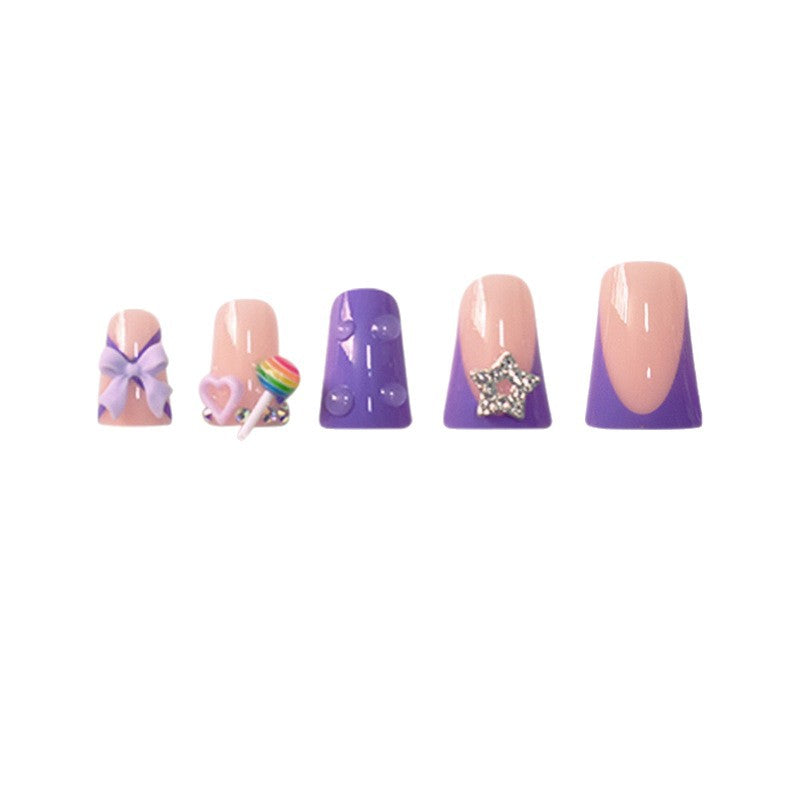 Playful Glittery Press-On Nail Art Set Acalora