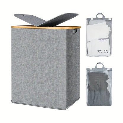 Robust laundry container with practical lid and inner pocket Acalora