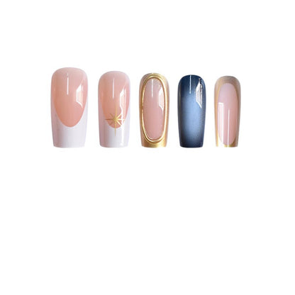 Premium Gradient Press-On Nails with Gold Accents Acalora