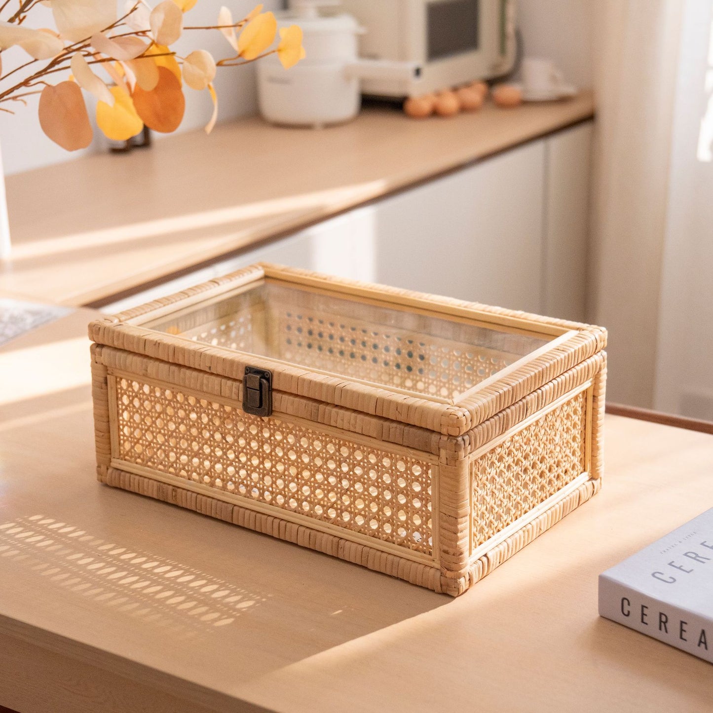 Rustic toy basket with checked pattern Acalora