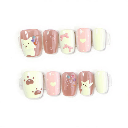 Whimsical Character-Themed Press-On Nail Art Acalora