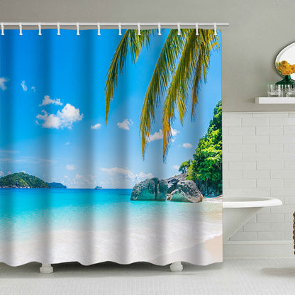 Tropical Beach Scene Shower Curtain