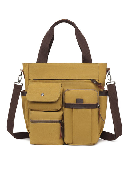 Multi-Pocket Canvas Tote Bag Acalora