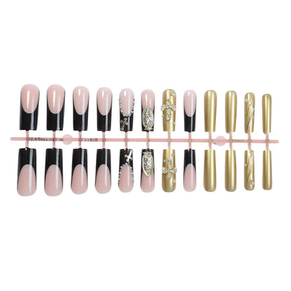 Artistic Press-On Nail Collection with Glamorous Gem Accents Acalora