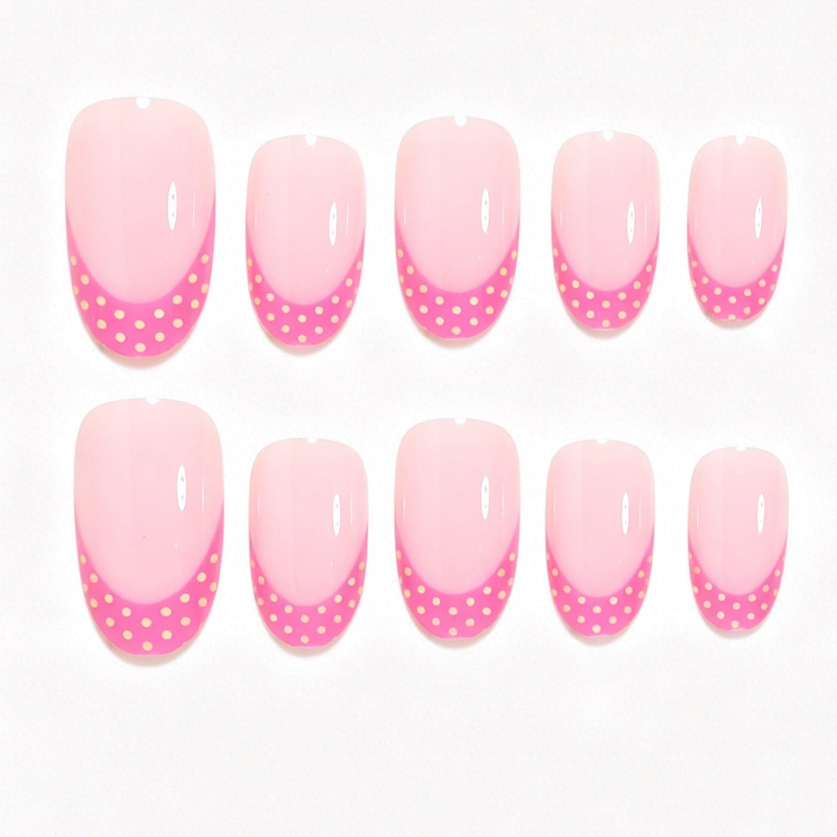 Artistic Polka Dot French Tip Nail Set Acalora