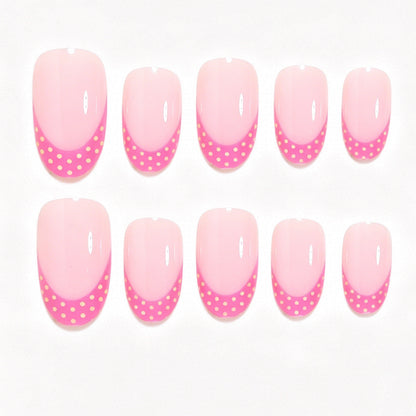 Artistic Polka Dot French Tip Nail Set Acalora