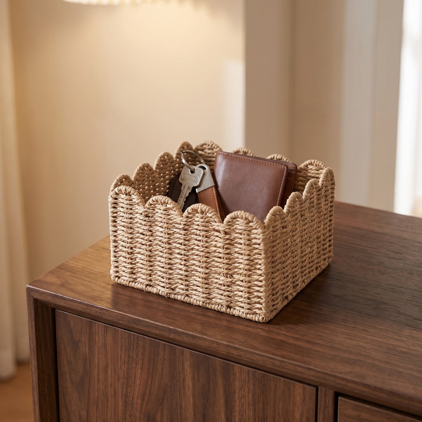 Scalloped Woven Storage Basket Acalora