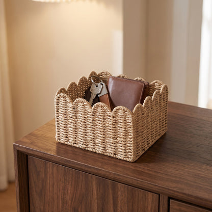 Scalloped Woven Storage Basket Acalora