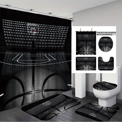 High-Definition Basketball-Themed Bathroom Décor Set