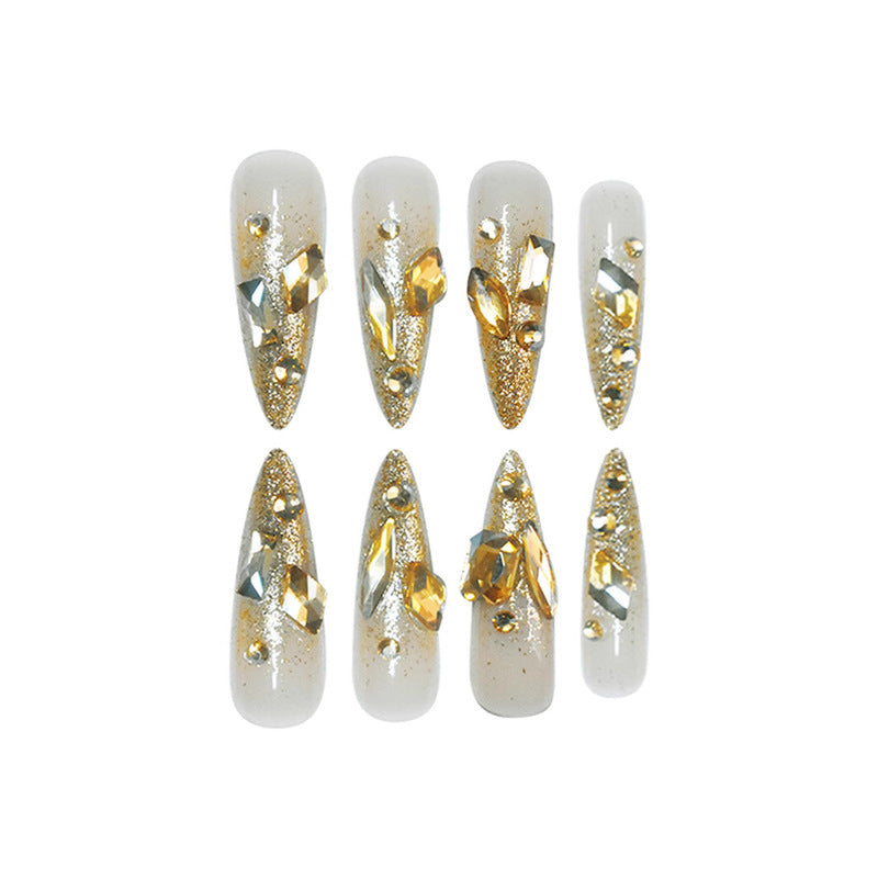 Glamorous Stiletto Press-On Nails with Glitter Accents Acalora