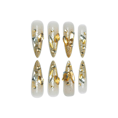 Glamorous Stiletto Press-On Nails with Glitter Accents Acalora