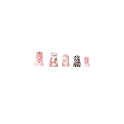 Decorative Press-On Nail Set with Rhinestone Accents Acalora