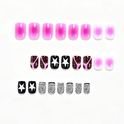 Artistic Press-On Nail Set with Unique Patterns Acalora