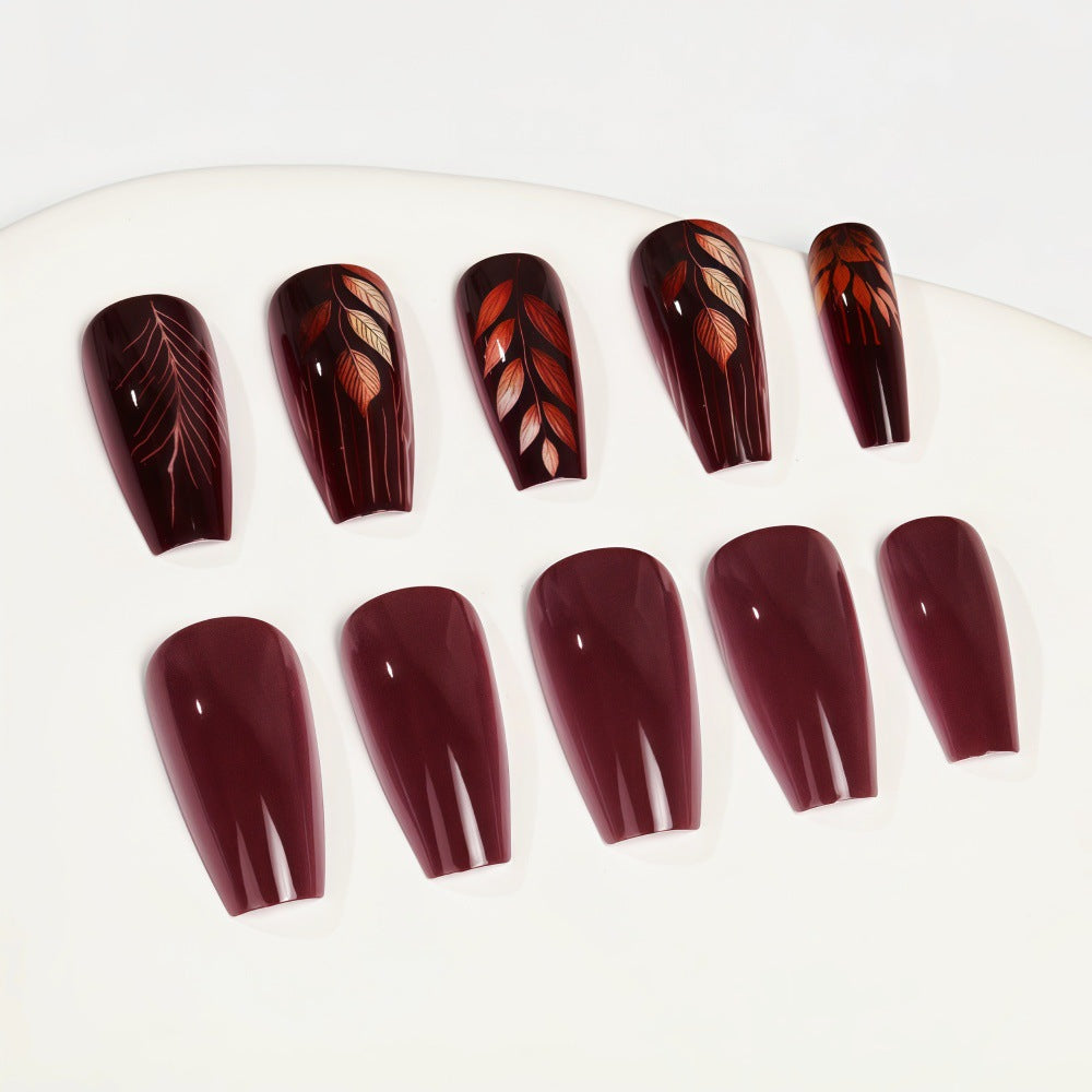 Premium Artificial Nails with Botanical Motif Acalora