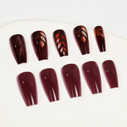 Premium Artificial Nails with Botanical Motif Acalora